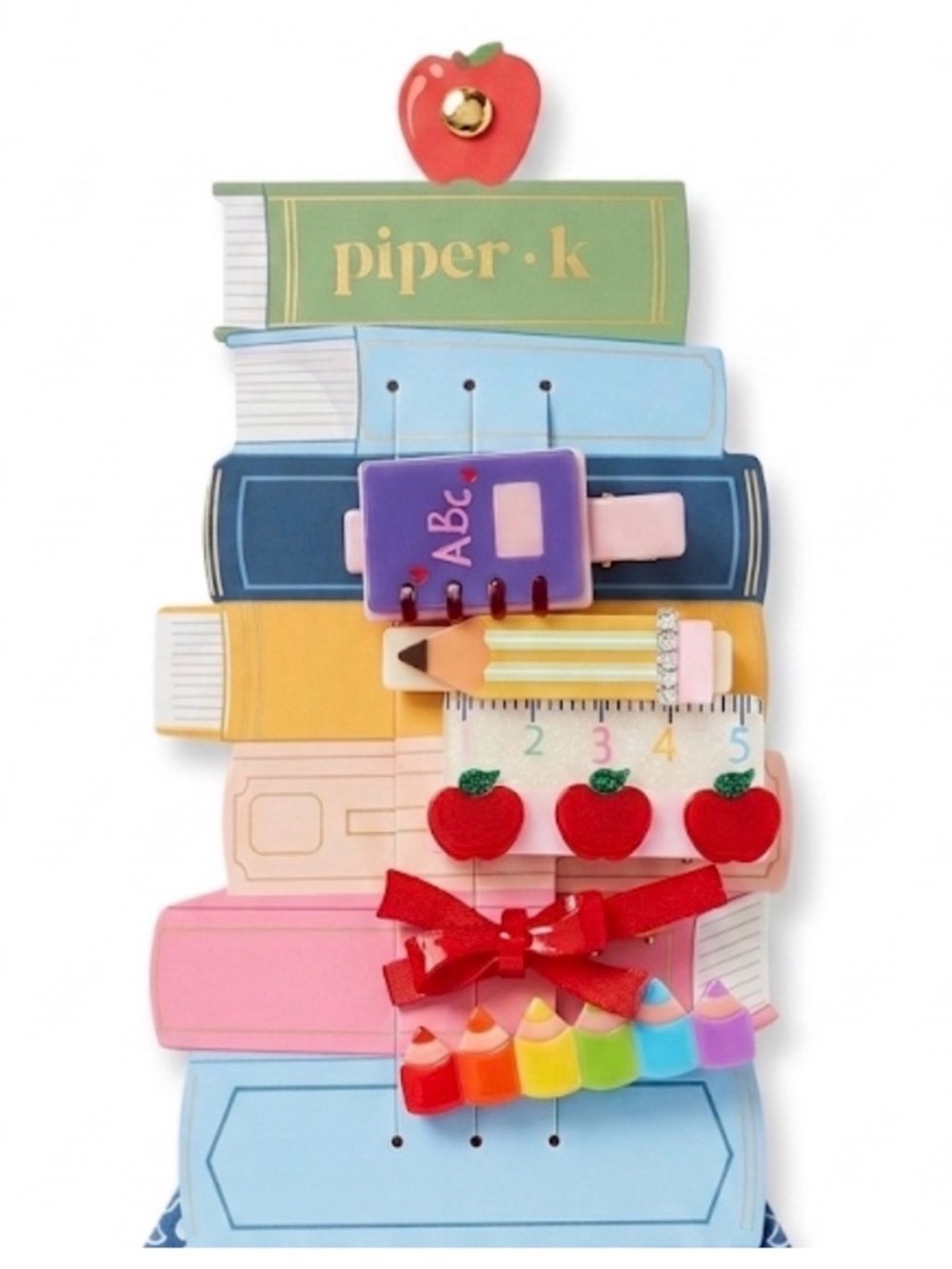 Piper•k 📚✏️🍎📏Back to School Hair Clip Set-6. Multicolor🌈🖍️